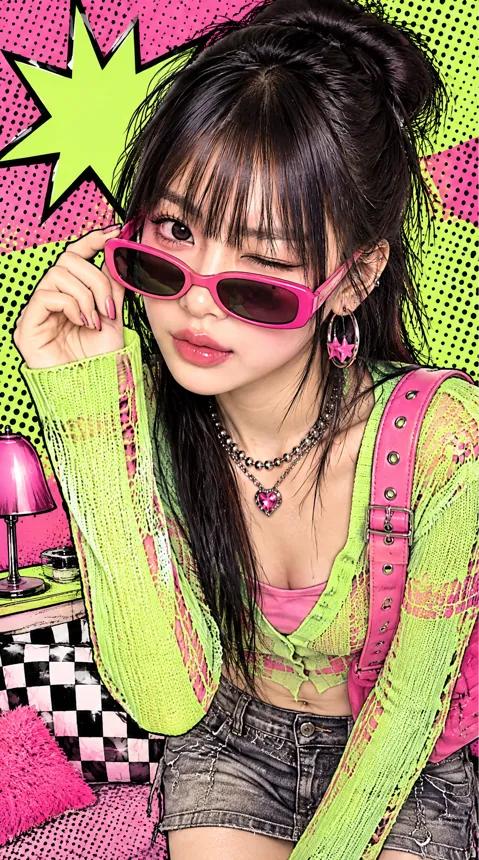 형광 핑크 팝 무드 장면에 "POP! 터지는 뷰티 에너지" 문구와 NEW DROP 꼬리표를 얹은 뷰티 광고 화면